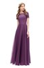 ColsBM Morgan Grape Juice Bridesmaid Dresses Zip up A-line Traditional Sash Bateau Short Sleeve
