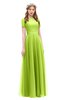 ColsBM Morgan Green Glow Bridesmaid Dresses Zip up A-line Traditional Sash Bateau Short Sleeve