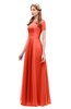 ColsBM Morgan Mandarin Red Bridesmaid Dresses Zip up A-line Traditional Sash Bateau Short Sleeve