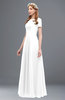 ColsBM Morgan White Bridesmaid Dresses Zip up A-line Traditional Sash Bateau Short Sleeve