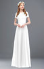 ColsBM Morgan White Bridesmaid Dresses Zip up A-line Traditional Sash Bateau Short Sleeve