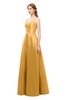 ColsBM Aubrey Apricot Bridesmaid Dresses V-neck Sleeveless A-line Criss-cross Straps Sash Classic