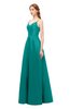 ColsBM Aubrey Blue Grass Bridesmaid Dresses V-neck Sleeveless A-line Criss-cross Straps Sash Classic