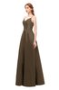 ColsBM Aubrey Brown Bridesmaid Dresses V-neck Sleeveless A-line Criss-cross Straps Sash Classic
