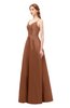 ColsBM Aubrey Cinnamon Bridesmaid Dresses V-neck Sleeveless A-line Criss-cross Straps Sash Classic