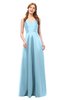 ColsBM Aubrey Cool Blue Bridesmaid Dresses V-neck Sleeveless A-line Criss-cross Straps Sash Classic