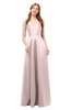 ColsBM Aubrey Coral Pink Bridesmaid Dresses V-neck Sleeveless A-line Criss-cross Straps Sash Classic