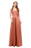 ColsBM Aubrey Crabapple Bridesmaid Dresses V-neck Sleeveless A-line Criss-cross Straps Sash Classic