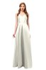 ColsBM Aubrey Cream Bridesmaid Dresses V-neck Sleeveless A-line Criss-cross Straps Sash Classic