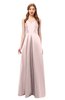 ColsBM Aubrey Crystal Pink Bridesmaid Dresses V-neck Sleeveless A-line Criss-cross Straps Sash Classic