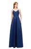 ColsBM Aubrey Dark Blue Bridesmaid Dresses V-neck Sleeveless A-line Criss-cross Straps Sash Classic