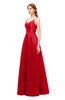 ColsBM Aubrey Fiery Red Bridesmaid Dresses V-neck Sleeveless A-line Criss-cross Straps Sash Classic