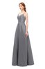 ColsBM Aubrey Frost Grey Bridesmaid Dresses V-neck Sleeveless A-line Criss-cross Straps Sash Classic