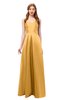 ColsBM Aubrey Golden Nugget Bridesmaid Dresses V-neck Sleeveless A-line Criss-cross Straps Sash Classic