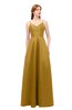 ColsBM Aubrey Harvest Gold Bridesmaid Dresses V-neck Sleeveless A-line Criss-cross Straps Sash Classic