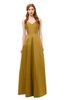 ColsBM Aubrey Harvest Gold Bridesmaid Dresses V-neck Sleeveless A-line Criss-cross Straps Sash Classic