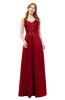 ColsBM Aubrey Haute Red Bridesmaid Dresses V-neck Sleeveless A-line Criss-cross Straps Sash Classic