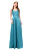 ColsBM Aubrey Maui Blue Bridesmaid Dresses V-neck Sleeveless A-line Criss-cross Straps Sash Classic