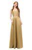 ColsBM Aubrey New Wheat Bridesmaid Dresses V-neck Sleeveless A-line Criss-cross Straps Sash Classic