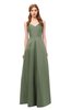 ColsBM Aubrey Oil Green Bridesmaid Dresses V-neck Sleeveless A-line Criss-cross Straps Sash Classic