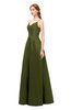 ColsBM Aubrey Olive Green Bridesmaid Dresses V-neck Sleeveless A-line Criss-cross Straps Sash Classic