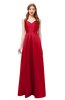 ColsBM Aubrey Red Bridesmaid Dresses V-neck Sleeveless A-line Criss-cross Straps Sash Classic