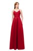 ColsBM Aubrey Red Bridesmaid Dresses V-neck Sleeveless A-line Criss-cross Straps Sash Classic