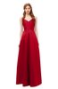 ColsBM Aubrey Red Bridesmaid Dresses V-neck Sleeveless A-line Criss-cross Straps Sash Classic