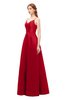 ColsBM Aubrey Red Bridesmaid Dresses V-neck Sleeveless A-line Criss-cross Straps Sash Classic