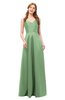 ColsBM Aubrey Sage Green Bridesmaid Dresses V-neck Sleeveless A-line Criss-cross Straps Sash Classic