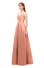 ColsBM Aubrey Salmon Bridesmaid Dresses V-neck Sleeveless A-line Criss-cross Straps Sash Classic