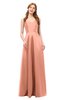 ColsBM Aubrey Salmon Bridesmaid Dresses V-neck Sleeveless A-line Criss-cross Straps Sash Classic