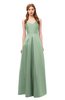 ColsBM Aubrey Smoke Green Bridesmaid Dresses V-neck Sleeveless A-line Criss-cross Straps Sash Classic