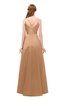 ColsBM Aubrey Toast Bridesmaid Dresses V-neck Sleeveless A-line Criss-cross Straps Sash Classic