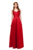 ColsBM Aubrey Tomato Bridesmaid Dresses V-neck Sleeveless A-line Criss-cross Straps Sash Classic
