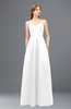 ColsBM Aubrey White Bridesmaid Dresses V-neck Sleeveless A-line Criss-cross Straps Sash Classic