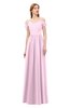 ColsBM Taylor Baby Pink Bridesmaid Dresses A-line Off The Shoulder Short Sleeve Zipper Floor Length Simple