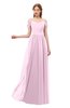 ColsBM Taylor Baby Pink Bridesmaid Dresses A-line Off The Shoulder Short Sleeve Zipper Floor Length Simple