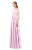 ColsBM Taylor Baby Pink Bridesmaid Dresses A-line Off The Shoulder Short Sleeve Zipper Floor Length Simple