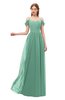 ColsBM Taylor Beryl Green Bridesmaid Dresses A-line Off The Shoulder Short Sleeve Zipper Floor Length Simple