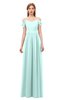 ColsBM Taylor Blue Glass Bridesmaid Dresses A-line Off The Shoulder Short Sleeve Zipper Floor Length Simple