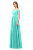 ColsBM Taylor Blue Turquoise Bridesmaid Dresses A-line Off The Shoulder Short Sleeve Zipper Floor Length Simple