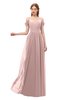 ColsBM Taylor Blush Pink Bridesmaid Dresses A-line Off The Shoulder Short Sleeve Zipper Floor Length Simple