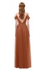ColsBM Taylor Bombay Brown Bridesmaid Dresses A-line Off The Shoulder Short Sleeve Zipper Floor Length Simple