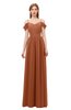 ColsBM Taylor Bombay Brown Bridesmaid Dresses A-line Off The Shoulder Short Sleeve Zipper Floor Length Simple