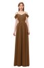 ColsBM Taylor Brown Bridesmaid Dresses A-line Off The Shoulder Short Sleeve Zipper Floor Length Simple