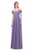 ColsBM Taylor Chalk Violet Bridesmaid Dresses A-line Off The Shoulder Short Sleeve Zipper Floor Length Simple