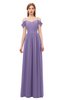ColsBM Taylor Chalk Violet Bridesmaid Dresses A-line Off The Shoulder Short Sleeve Zipper Floor Length Simple