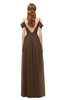 ColsBM Taylor Chocolate Brown Bridesmaid Dresses A-line Off The Shoulder Short Sleeve Zipper Floor Length Simple
