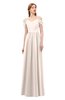 ColsBM Taylor Cream Pink Bridesmaid Dresses A-line Off The Shoulder Short Sleeve Zipper Floor Length Simple